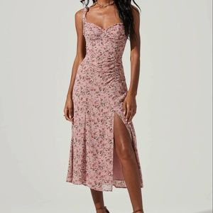ASTR The Label Midi Dress with Tie Straps - Floral